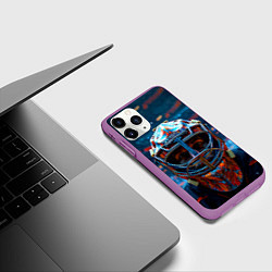 Чехол iPhone 11 Pro матовый Голкипер в маске, цвет: 3D-фиолетовый — фото 2