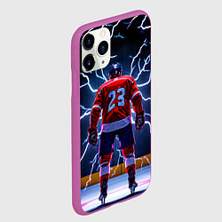 Чехол iPhone 11 Pro матовый Хоккеист и молния, цвет: 3D-фиолетовый — фото 2