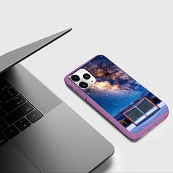 Чехол iPhone 11 Pro матовый Хоккейные ворота в ночи, цвет: 3D-фиолетовый — фото 2