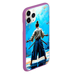 Чехол iPhone 11 Pro матовый Боец айкидо на синем, цвет: 3D-фиолетовый — фото 2