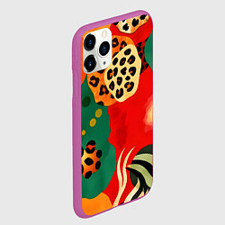 Чехол iPhone 11 Pro матовый Анималистичный африканский паттерн, цвет: 3D-фиолетовый — фото 2