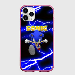 Чехол iPhone 11 Pro матовый Sonic storm electro, цвет: 3D-малиновый