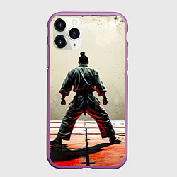 Чехол iPhone 11 Pro матовый Боец боевых искусств, цвет: 3D-фиолетовый