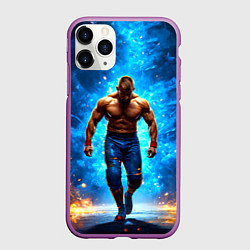 Чехол iPhone 11 Pro матовый Реслер в огне, цвет: 3D-фиолетовый
