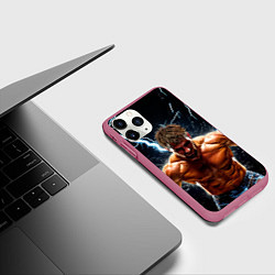 Чехол iPhone 11 Pro матовый Рестлер в молниях, цвет: 3D-малиновый — фото 2