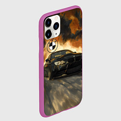 Чехол iPhone 11 Pro матовый Черная BMW и черное небо, цвет: 3D-фиолетовый — фото 2