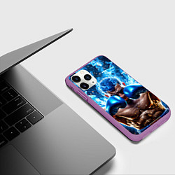 Чехол iPhone 11 Pro матовый Боксер в синем пламени, цвет: 3D-фиолетовый — фото 2