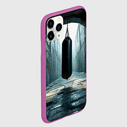 Чехол iPhone 11 Pro матовый Боксерская груша на черном, цвет: 3D-фиолетовый — фото 2