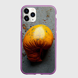 Чехол iPhone 11 Pro матовый Желтая боксерская перчатка, цвет: 3D-фиолетовый