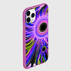 Чехол iPhone 11 Pro матовый Абстрактный неоновый космос - чёрная дыра, цвет: 3D-фиолетовый — фото 2