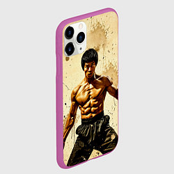 Чехол iPhone 11 Pro матовый Брюс Ли на бежевом, цвет: 3D-фиолетовый — фото 2