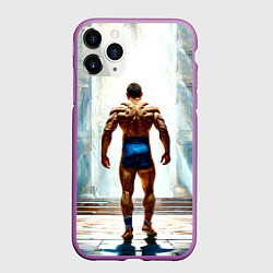 Чехол iPhone 11 Pro матовый Греко-римский борец, цвет: 3D-фиолетовый