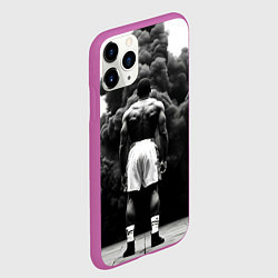Чехол iPhone 11 Pro матовый Мухаммед Али в черном дыму, цвет: 3D-фиолетовый — фото 2