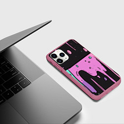 Чехол iPhone 11 Pro матовый Стекающая краска текстура, цвет: 3D-малиновый — фото 2