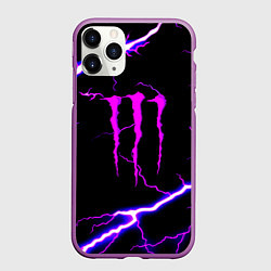 Чехол iPhone 11 Pro матовый Monster energy neon storm, цвет: 3D-фиолетовый