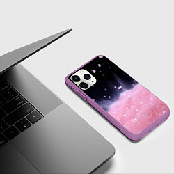 Чехол iPhone 11 Pro матовый Розовая текстура с лепестками, цвет: 3D-фиолетовый — фото 2
