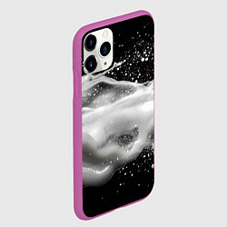 Чехол iPhone 11 Pro матовый Белая текстура на черном фоне, цвет: 3D-фиолетовый — фото 2