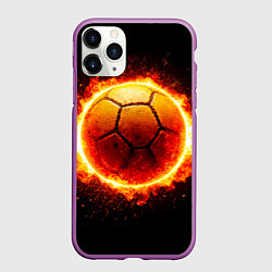 Чехол iPhone 11 Pro матовый Гандбольный мяч в огне, цвет: 3D-фиолетовый