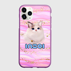 Чехол iPhone 11 Pro матовый Inzoi розовый фон с золотинками