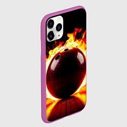 Чехол iPhone 11 Pro матовый Огненный шар для боулинга, цвет: 3D-фиолетовый — фото 2