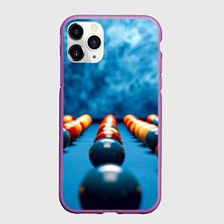 Чехол iPhone 11 Pro матовый Бильярдный шар синий дым, цвет: 3D-фиолетовый