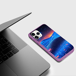Чехол iPhone 11 Pro матовый Синяя дюна - текстура, цвет: 3D-фиолетовый — фото 2