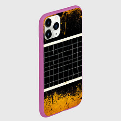 Чехол iPhone 11 Pro матовый Волейбольная сетка на черном, цвет: 3D-фиолетовый — фото 2