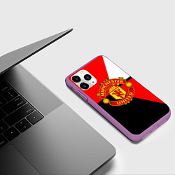 Чехол iPhone 11 Pro матовый Манчестер юнайтед геометрия линии, цвет: 3D-фиолетовый — фото 2