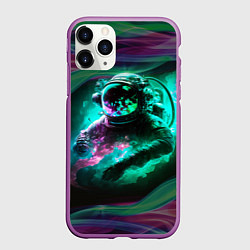 Чехол iPhone 11 Pro матовый Космонавт неоновая дымка, цвет: 3D-фиолетовый