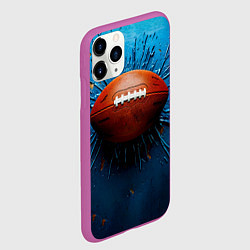 Чехол iPhone 11 Pro матовый Мяч для американского футбола на синем, цвет: 3D-фиолетовый — фото 2
