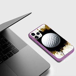 Чехол iPhone 11 Pro матовый Мяч для гольфа на белом, цвет: 3D-фиолетовый — фото 2