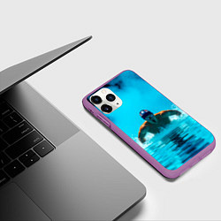 Чехол iPhone 11 Pro матовый Плавание брассом синий дым, цвет: 3D-фиолетовый — фото 2
