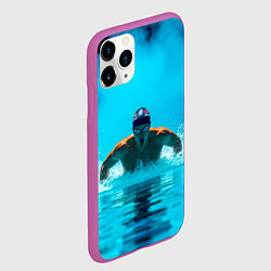 Чехол iPhone 11 Pro матовый Плавание брассом синий дым, цвет: 3D-фиолетовый — фото 2