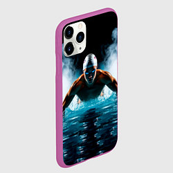 Чехол iPhone 11 Pro матовый Плавание брассом в дыму, цвет: 3D-фиолетовый — фото 2