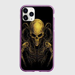 Чехол iPhone 11 Pro матовый Пришелец - скелет, цвет: 3D-фиолетовый