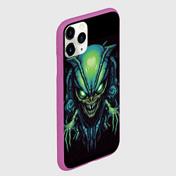 Чехол iPhone 11 Pro матовый Пришелец с большой головой, цвет: 3D-фиолетовый — фото 2