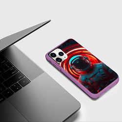 Чехол iPhone 11 Pro матовый Космонавт перед красным порталом, цвет: 3D-фиолетовый — фото 2