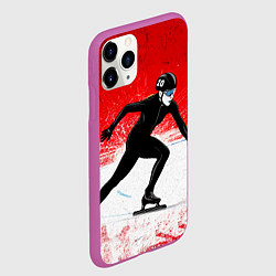 Чехол iPhone 11 Pro матовый Скоростной бег на коньках в красном, цвет: 3D-фиолетовый — фото 2