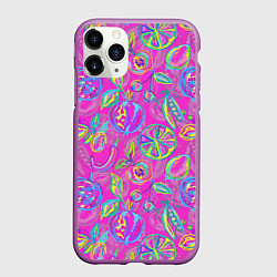 Чехол iPhone 11 Pro матовый Неоновые фрукты, цвет: 3D-фиолетовый