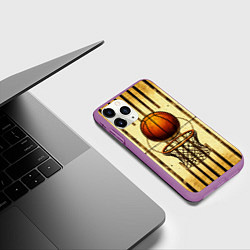 Чехол iPhone 11 Pro матовый Кольцо с баскетбольным мячом, цвет: 3D-фиолетовый — фото 2