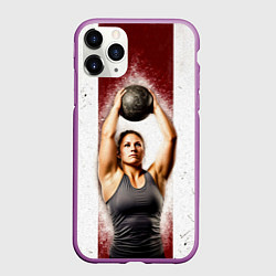 Чехол iPhone 11 Pro матовый Толкательница ядра, цвет: 3D-фиолетовый