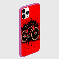 Чехол iPhone 11 Pro матовый Трековый велосипед на красном, цвет: 3D-фиолетовый — фото 2