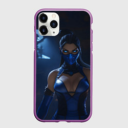 Чехол iPhone 11 Pro матовый Китана с синими глазами, цвет: 3D-фиолетовый