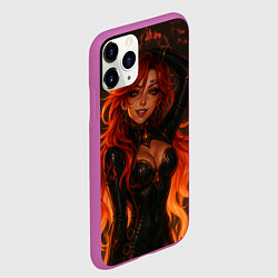 Чехол iPhone 11 Pro матовый Горячая пиро архонт Мавуика - Genshin Impact, цвет: 3D-фиолетовый — фото 2