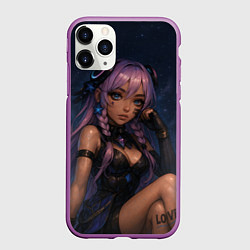 Чехол iPhone 11 Pro матовый Ситлали со звездами - Genshin Impact, цвет: 3D-фиолетовый