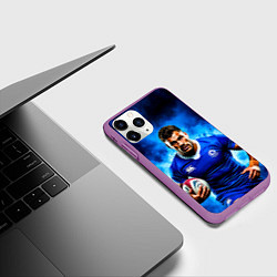 Чехол iPhone 11 Pro матовый Регбист в синем дыму, цвет: 3D-фиолетовый — фото 2