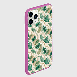 Чехол iPhone 11 Pro матовый Листья монстеры на мраморном фоне, цвет: 3D-фиолетовый — фото 2