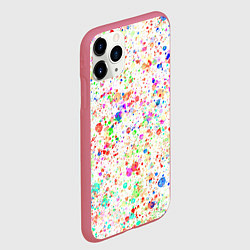 Чехол iPhone 11 Pro матовый Белый с разноцветными брызгами, цвет: 3D-малиновый — фото 2