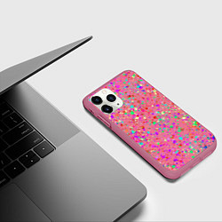 Чехол iPhone 11 Pro матовый Розовый с разноцветными брызгами, цвет: 3D-малиновый — фото 2