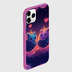 Чехол iPhone 11 Pro матовый Милые пришельцы в космосе, цвет: 3D-фиолетовый — фото 2
